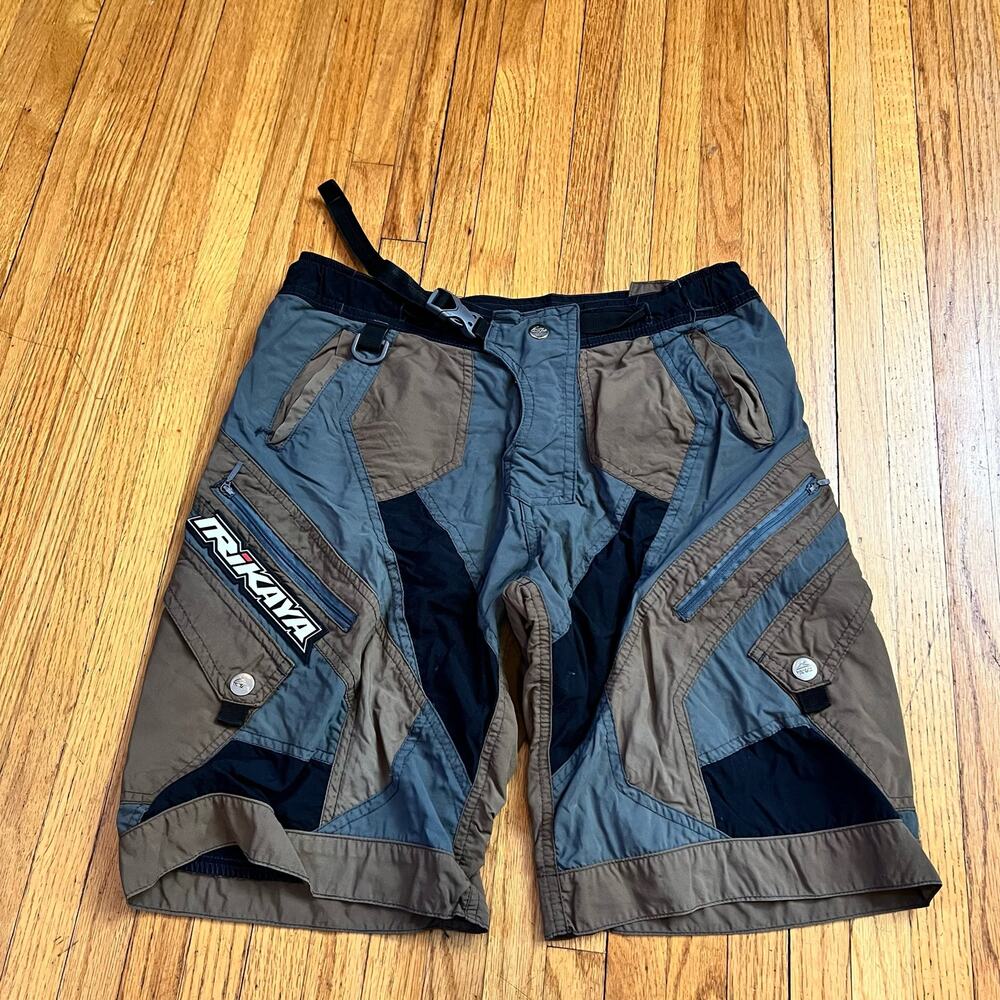 trikava shorts Mens Medium Cycle Cargo Gray Blue Belted